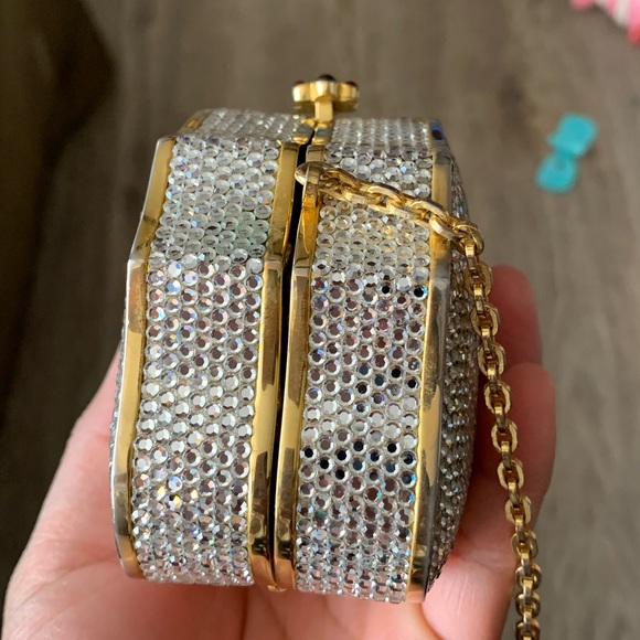Authentic Judith Leiber Fullbead Minaudiere Evening Clutch Shoulder Crossbody - Picture 9 of 16